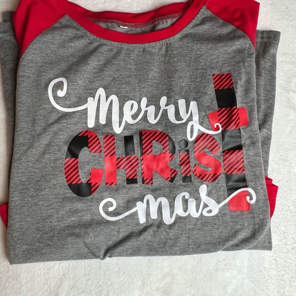 Gray and Red Christmas Graphic Tee